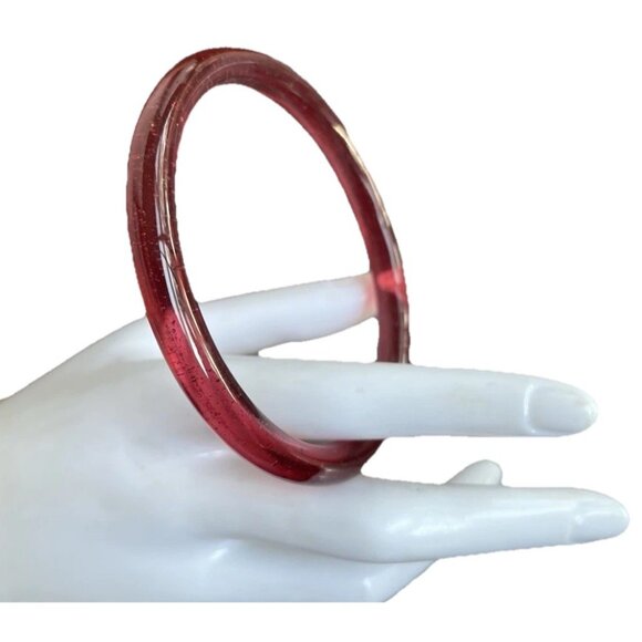 Vintage Red Roman Glass Bangle Bracelet women’s sz 8.5” Quality Bracelet - Picture 1 of 8
